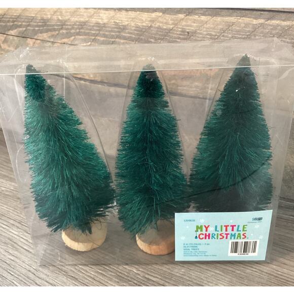 My Little Christmas 2021 Hobby Lobby 6" Sisal Bottlebrush Trees Green NIB - Picture 1 of 11